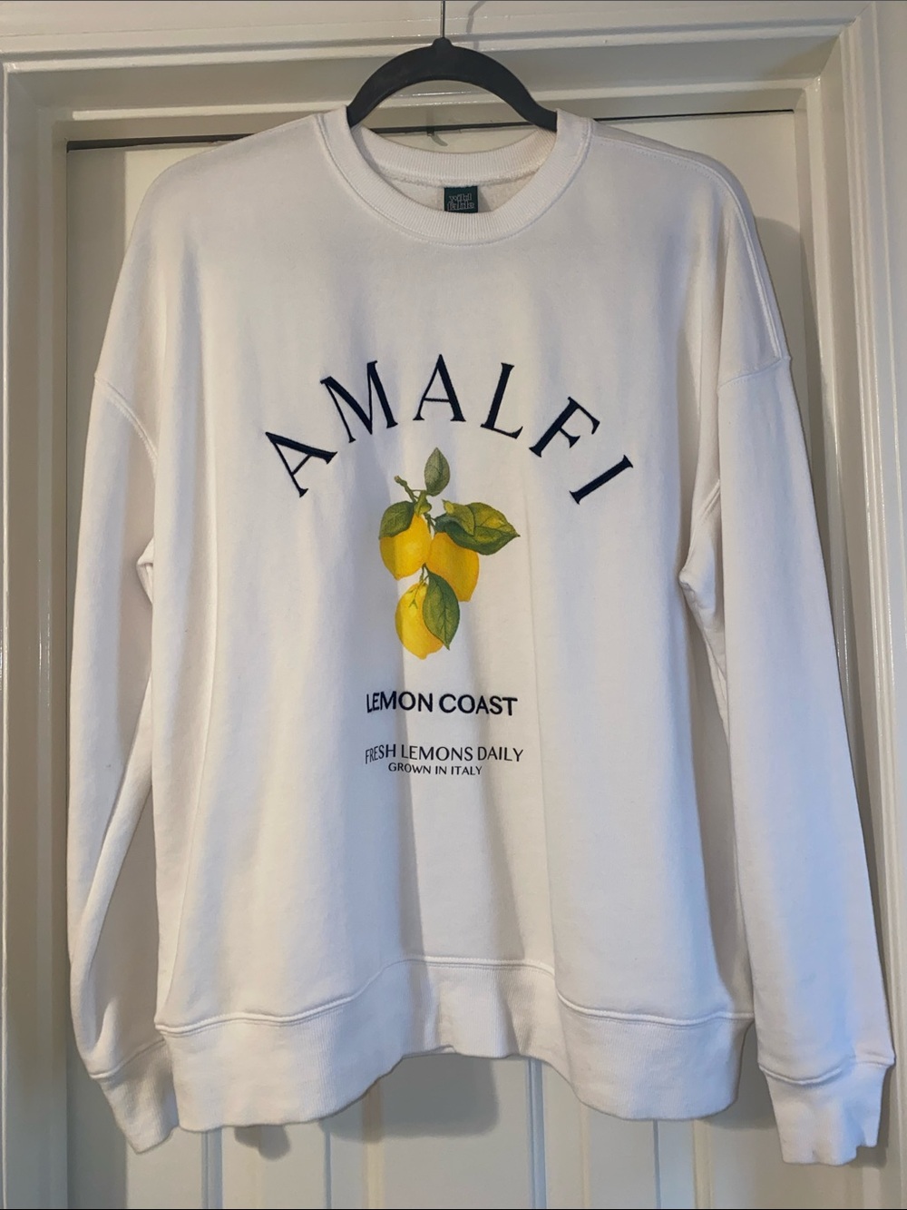 wild fable White Crewneck Sweatshirt with Yellow Lemon Graphic